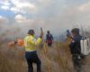 Sigue la lucha contra el incendio forestal en Villa de Cos 