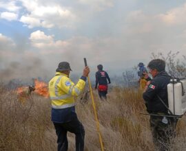 Sigue la lucha contra el incendio forestal en Villa de Cos  