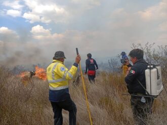 Sigue la lucha contra el incendio forestal en Villa de Cos 