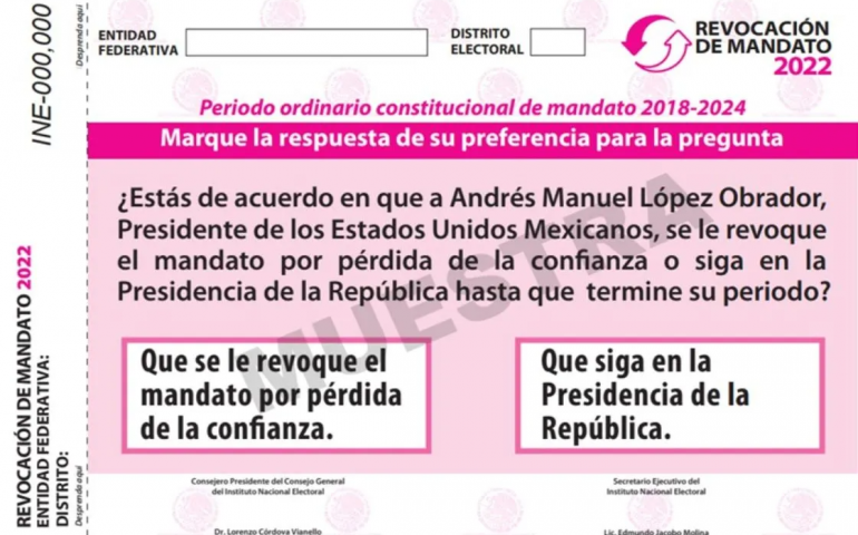 Así será la boleta para la revocación de mandato