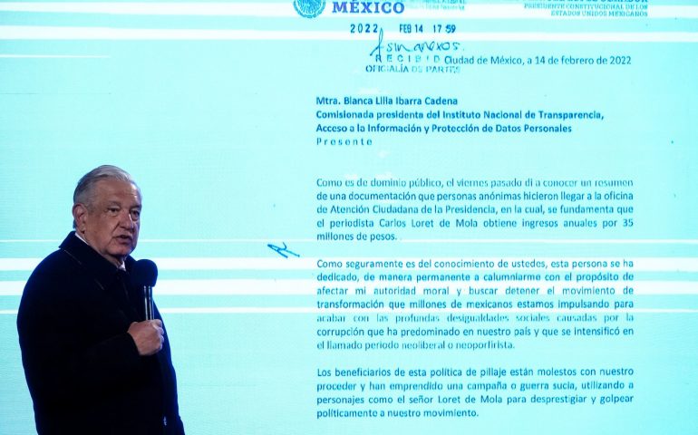 INAI exhorta a proteger los datos personales de Loret de Mola y analizar multar a AMLO
