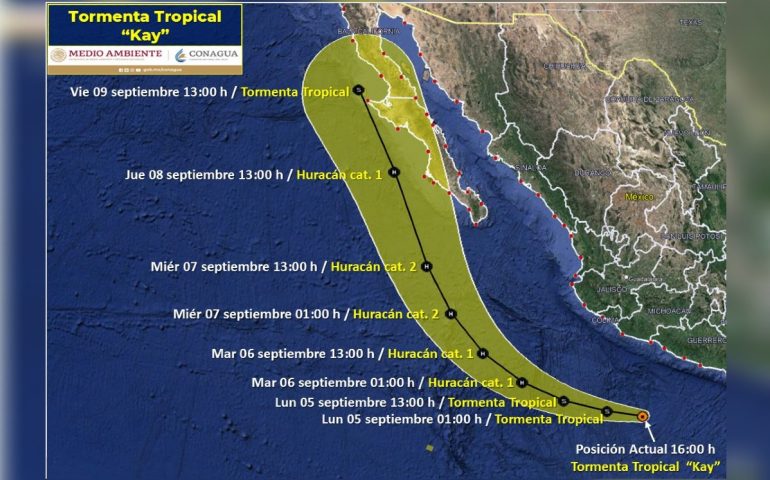 Se pronostican lluvias en 10 estados por tormenta tropical Kay
