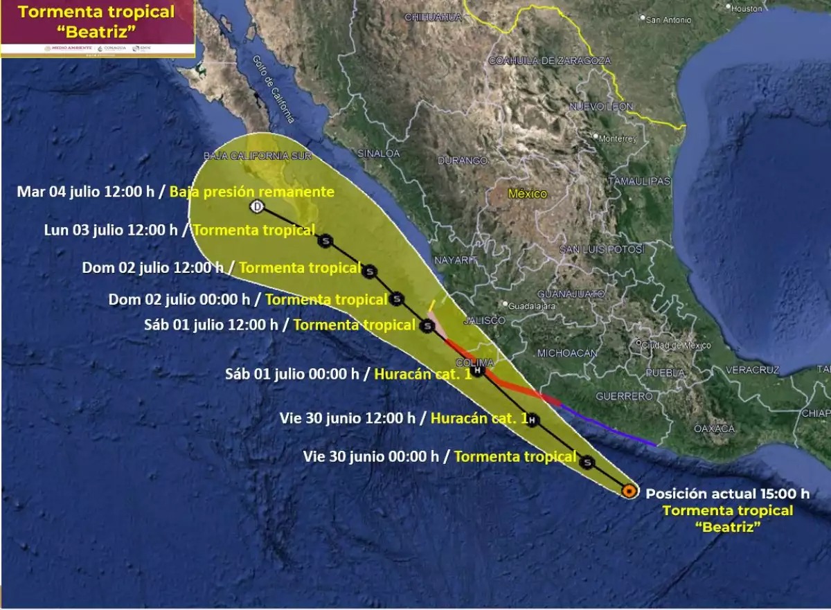 Tormenta tropical Beatriz podría elevarse a huracán categoría 1 y afectar a estos estados