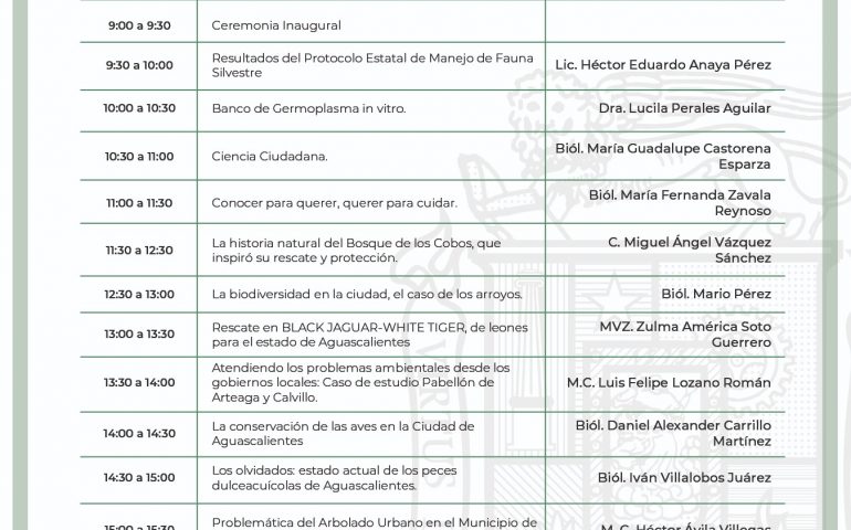 INVITA SEMADESU AL PRIMER SEMINARIO «LA BIODIVERSIDAD EN AGUASCALIENTES: DE LA PROBLEMÁTICA A LA ACCIÓN»