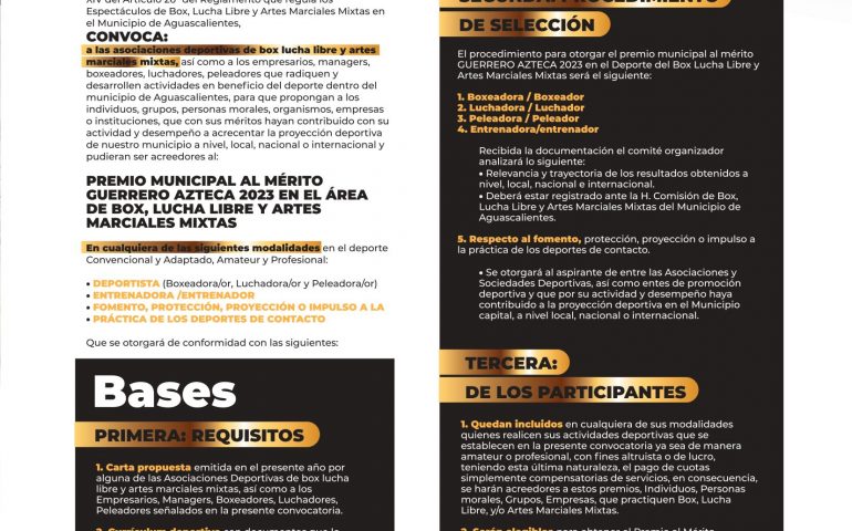 CONVOCA PRESIDENCIA MUNICIPAL A PARTICIPAR POR EL PREMIO AL MÉRITO GUERRERO AZTECA 2023