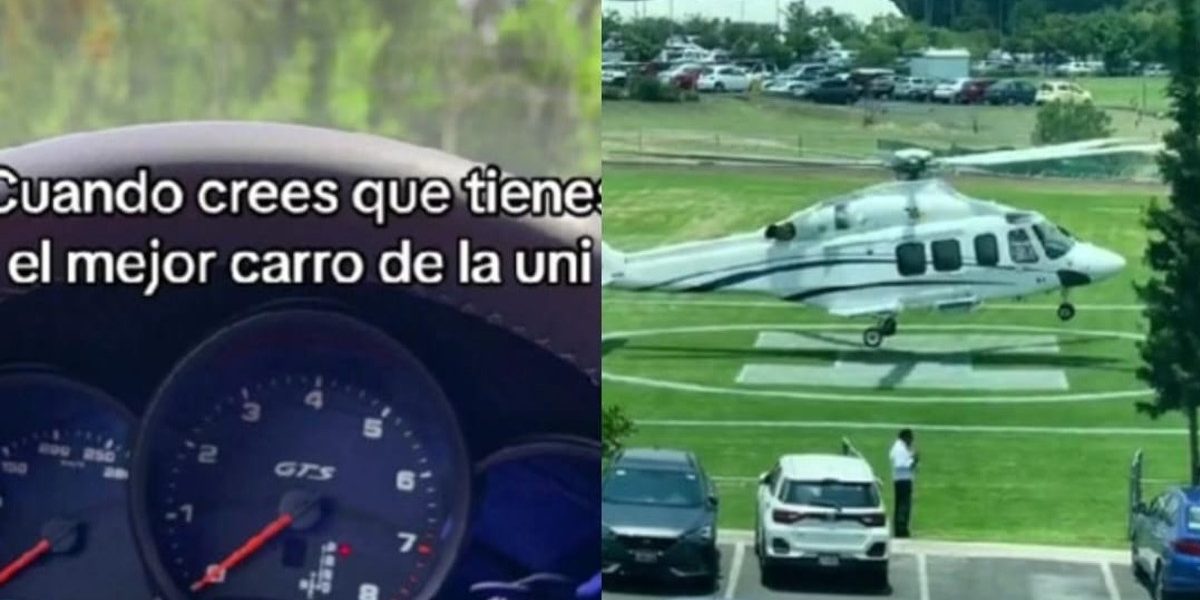 Llega en helicóptero a la universidad y video se viraliza