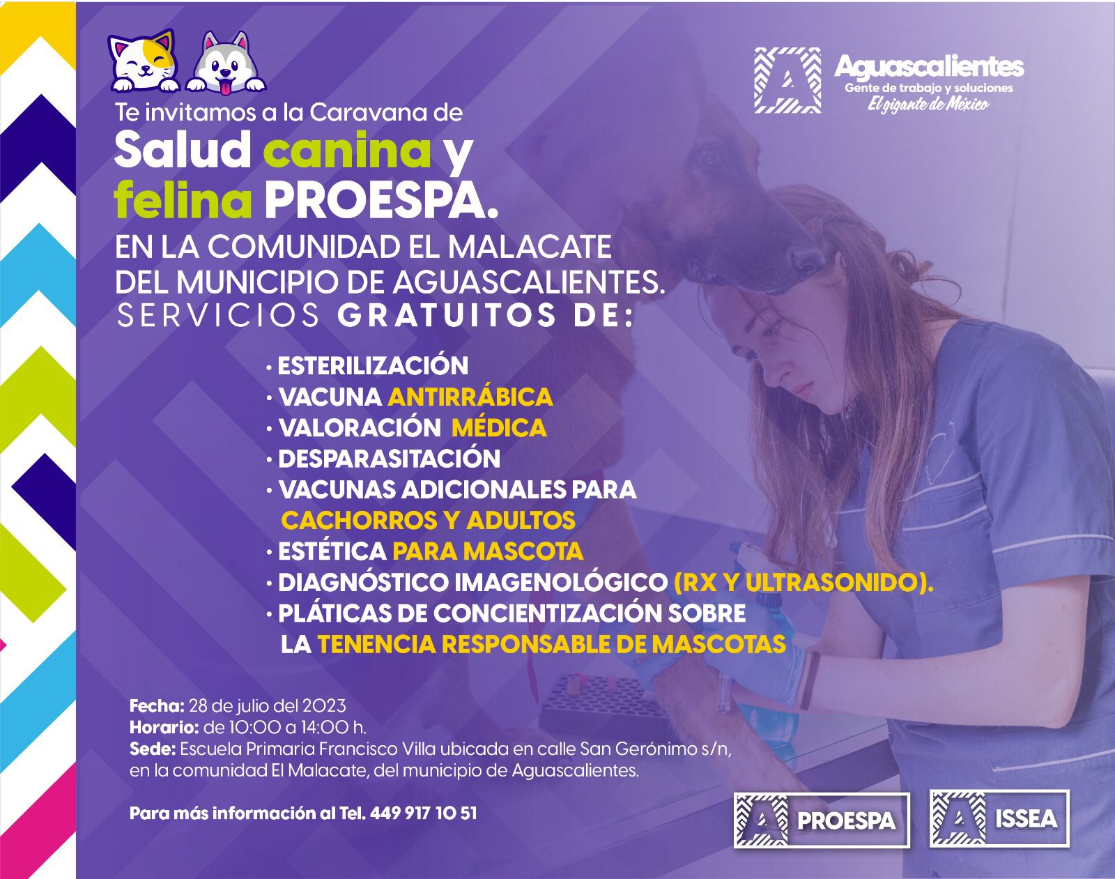 ANUNCIA PROESPA SERVICIOS VETERINARIOS GRATUITOS EN LA COMUNIDAD EL MALACATE, ESTE 28 DE JULIO