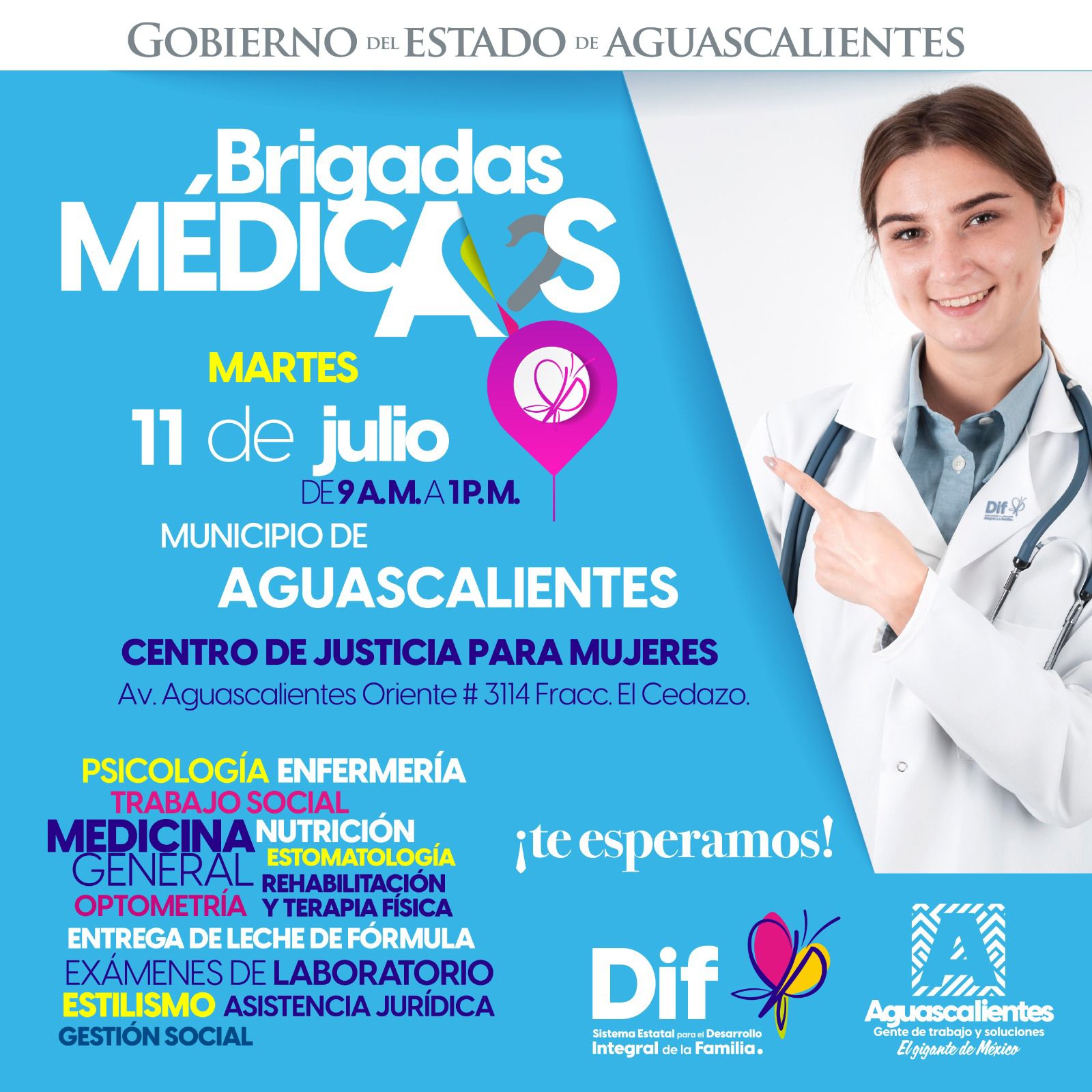 El Centro de Justicia para Mujeres invita a la brigada medica este 11 de julio