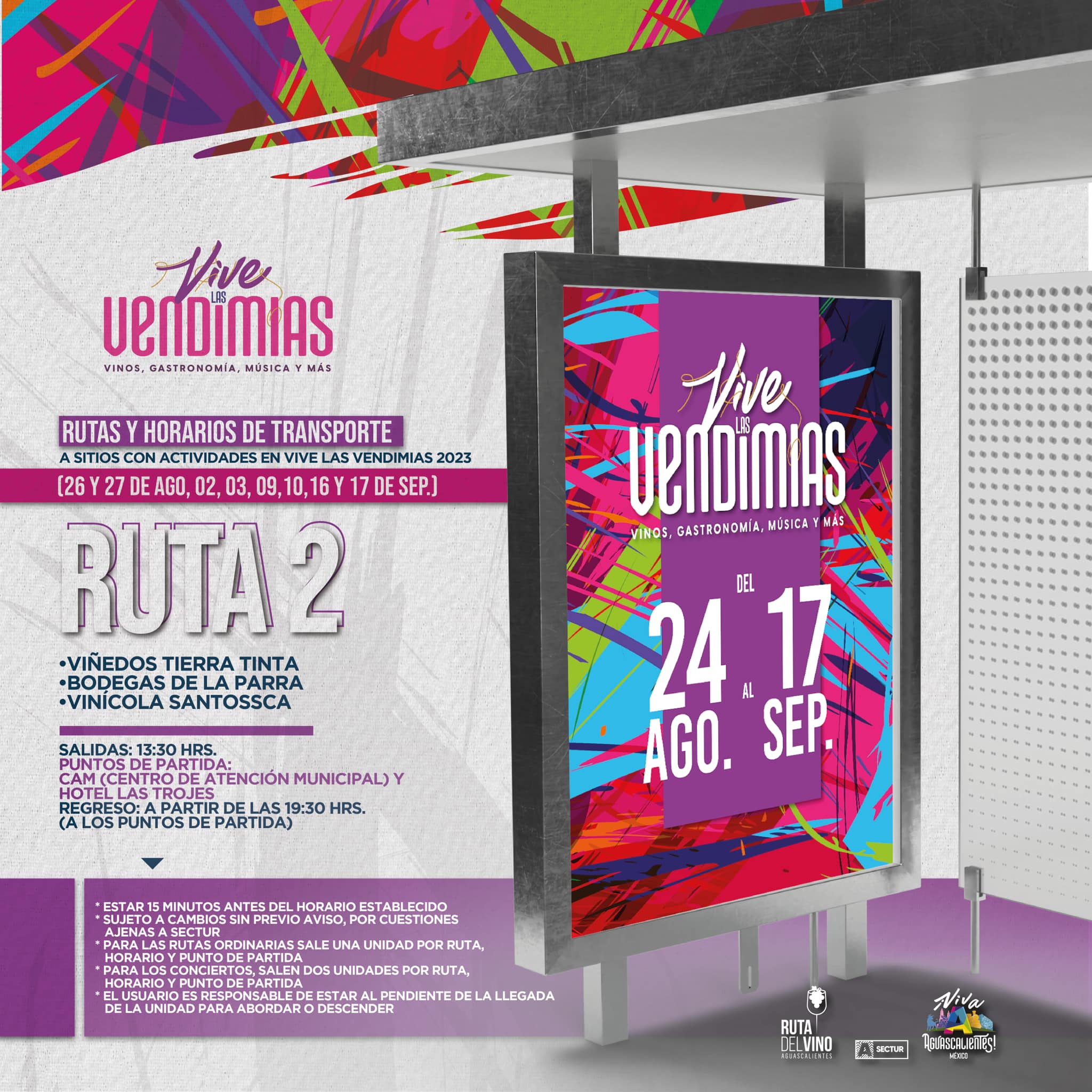 SECRETARÍA DE TURISMO ANUNCIA LA OPERACIÓN DE TRANSPORTE GRATUITO PARA DIVERSAS SEDES DE «VIVE LAS VENDIMIAS 2023”