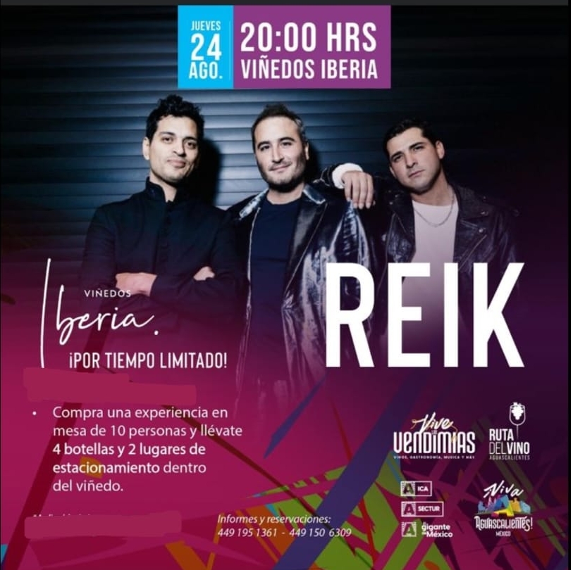 Disfruta de una experiencia única con Reik en Viñedos Iberia el 24 de agosto
