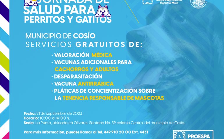 ESTE JUEVES EN LA PUNTA, COSÍO, SE OFRECERÁN SERVICIOS GRATUITOS PARA LAS MASCOTAS
