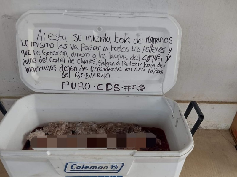 Dejan cuatro cabezas humanas dentro de una hielera en Chiapas