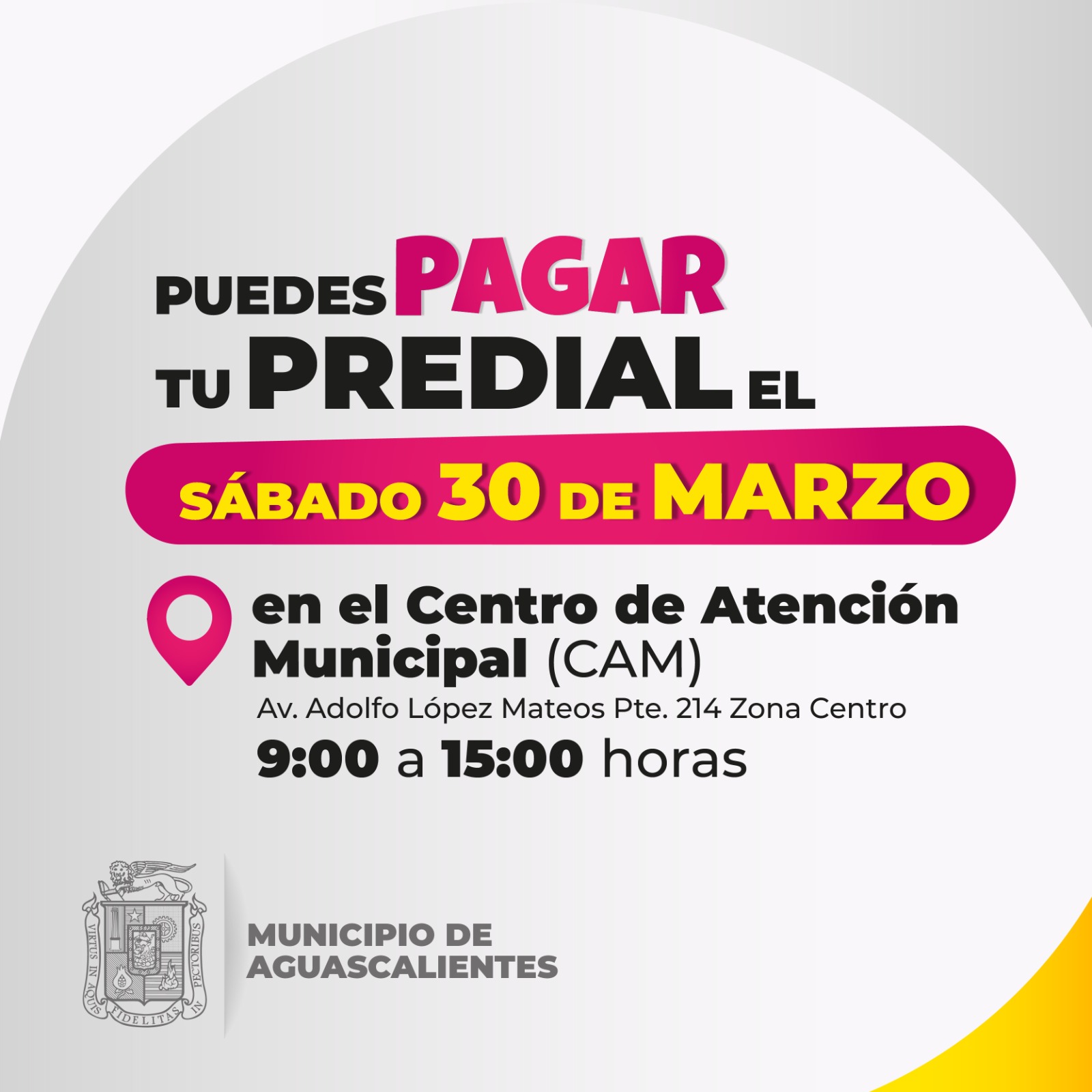 30 DE MARZO, ÚLTIMO SÁBADO PARA PAGAR PREDIAL EN EL CAM