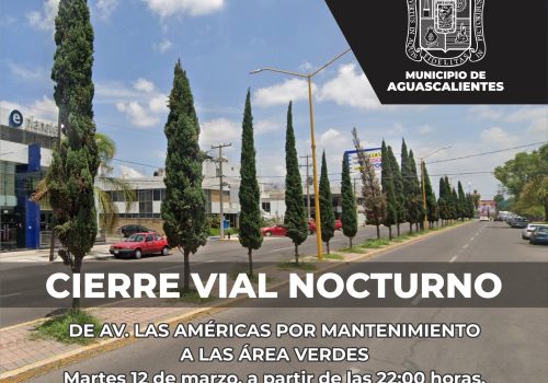 CIERRES VIALES NOCTURNOS EN AV. LAS AMÉRICAS POR MANTENIMIENTO A LAS ÁREA VERDES