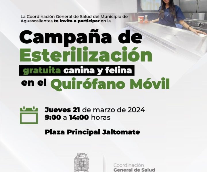 INVITA MUNICIPIO A LA JORNADA DE ESTERILIZACIONES GRATUITAS EN EL QUIRÓFANO VETERINARIO MÓVIL EN JALTOMATE