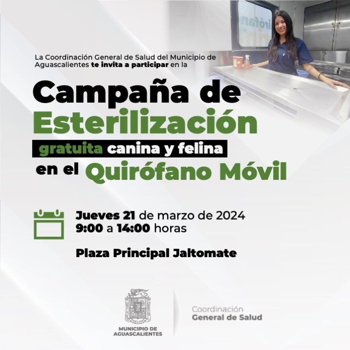 INVITA MUNICIPIO A LA JORNADA DE ESTERILIZACIONES GRATUITAS EN EL QUIRÓFANO VETERINARIO MÓVIL EN JALTOMATE