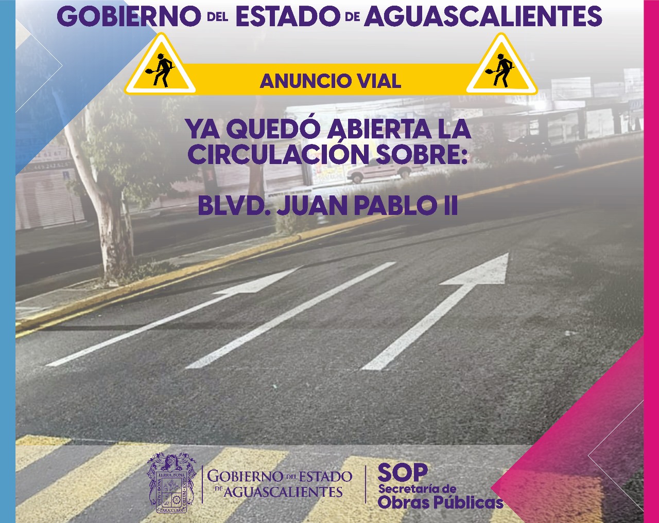 Abierta la circulación sobre el Blvd. Juan Pablo ll