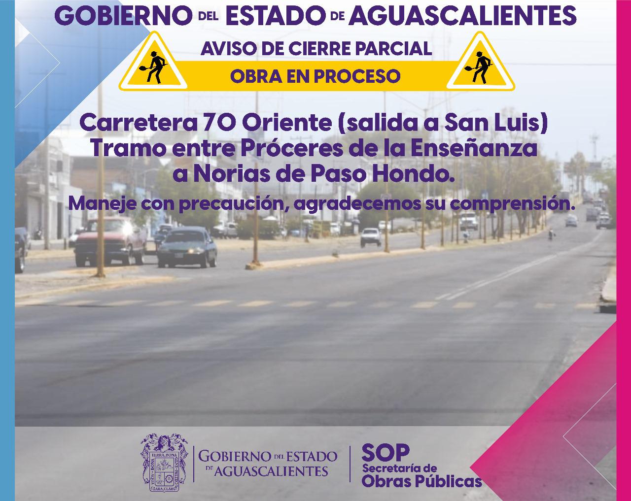 Obras de Públicas pintará líneas para separar carriles sobre la carretera estatal 70