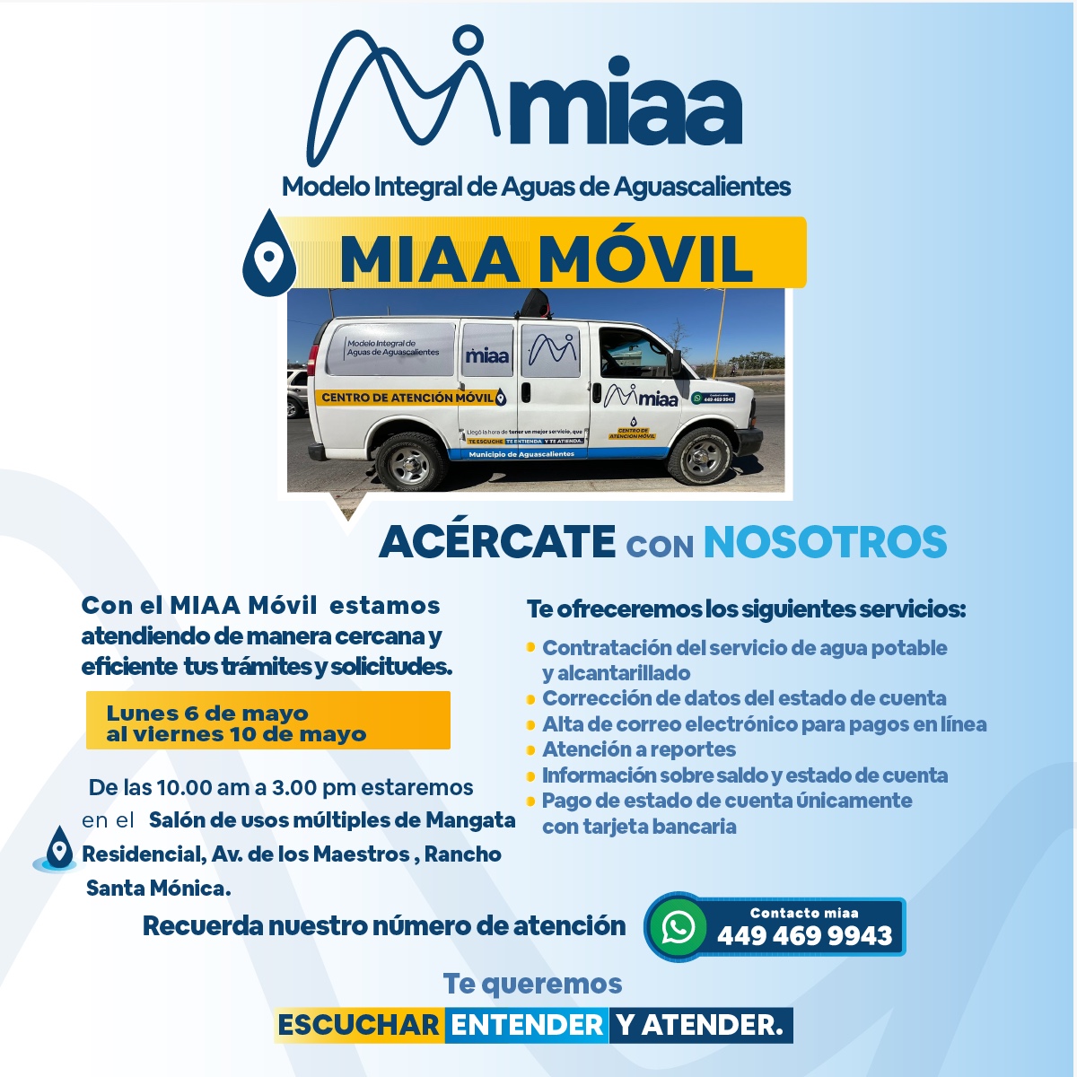 MIAA MÓVIL VISITARÁ EL FRACCIONAMIENTO MANGATA