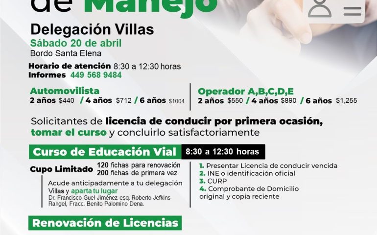 INVITA MUNICIPIO A ACERCARSE A RENOVAR LA LICENCIA DE MANEJO