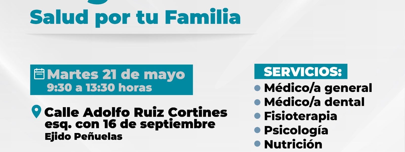 SE LLEVARÁN A CABO BRIGADAS MÉDICAS DEL DIF MUNICIPAL EN EJIDO PEÑUELAS Y EN LOMA DE LOS NEGRITOS