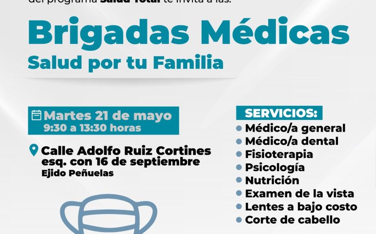 SE LLEVARÁN A CABO BRIGADAS MÉDICAS DEL DIF MUNICIPAL EN EJIDO PEÑUELAS Y EN LOMA DE LOS NEGRITOS