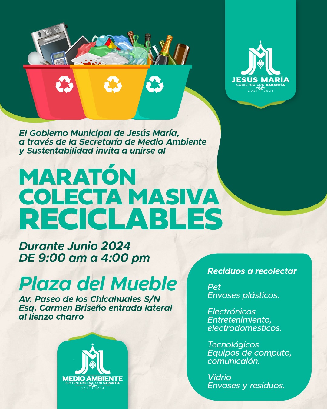 COMPROMETIDO CON EL MEDIO AMBIENTE, JESÚS MARÍA LLEVA A CABO COLECTA MASIVA DE DESECHOS