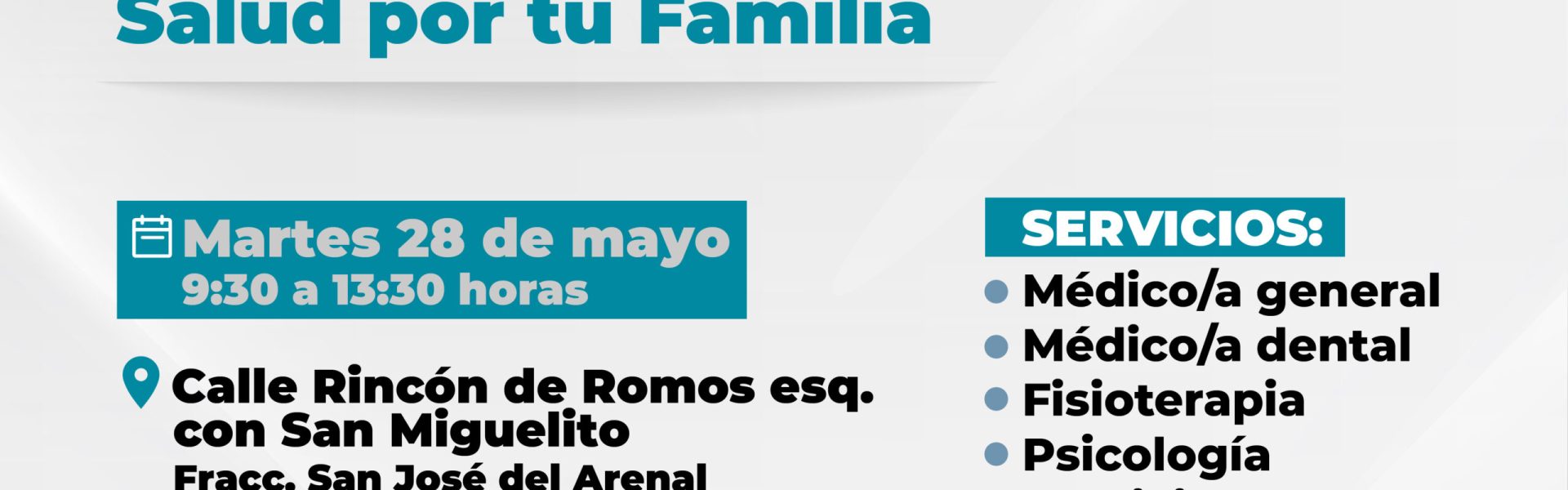 EL DIF MUNICIPAL LLEVARÁ A CABO BRIGADA MÉDICA “SALUD POR TU FAMILIA” EN EL FRACC. SAN JOSÉ DEL ARENAL