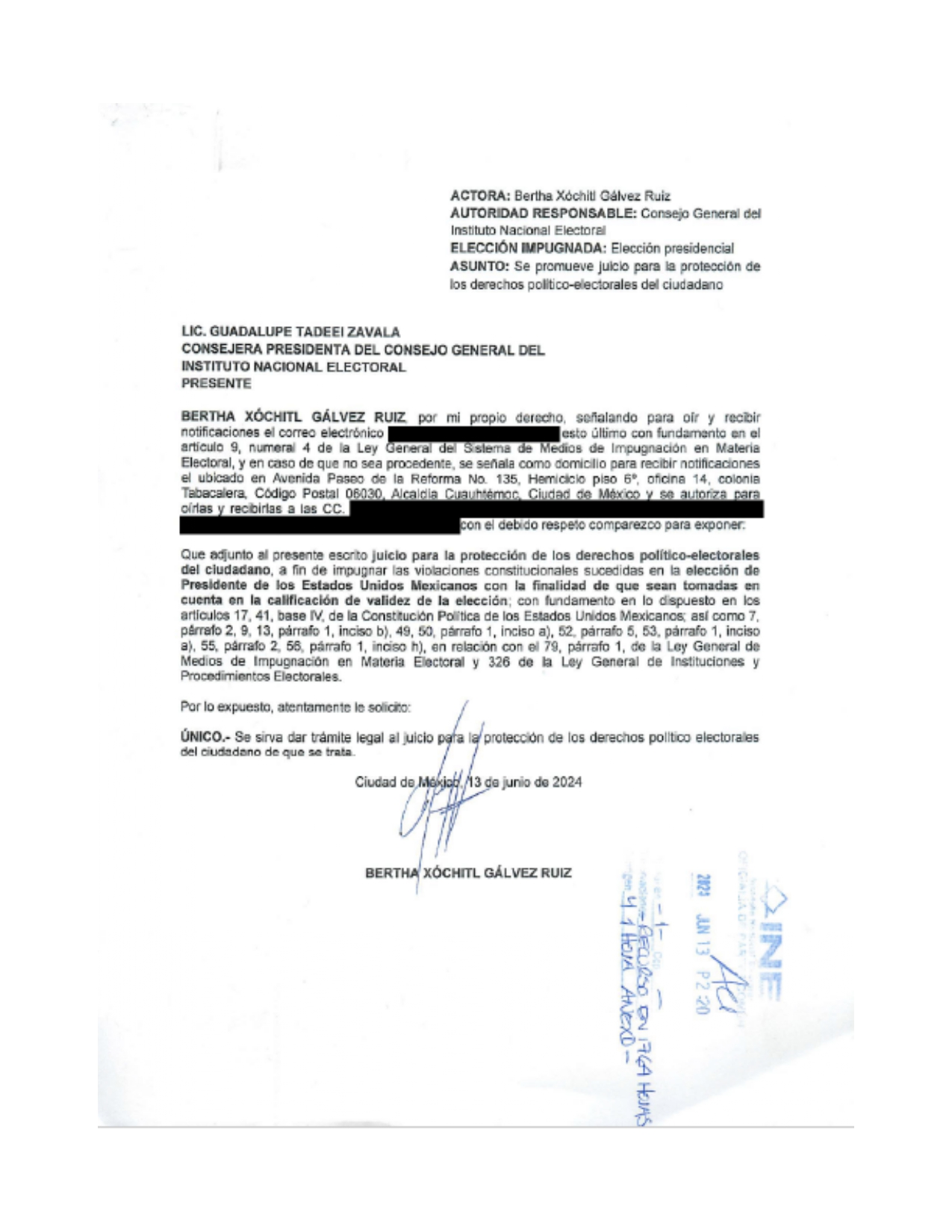 Impugna Xóchitl Gálvez elección presidencial