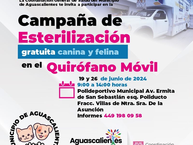 INVITA MUNICIPIO A LA CAMPAÑA DE ESTERILIZACIÓN CANINA Y FELINA EN EL QUIRÓFANO MÓVIL