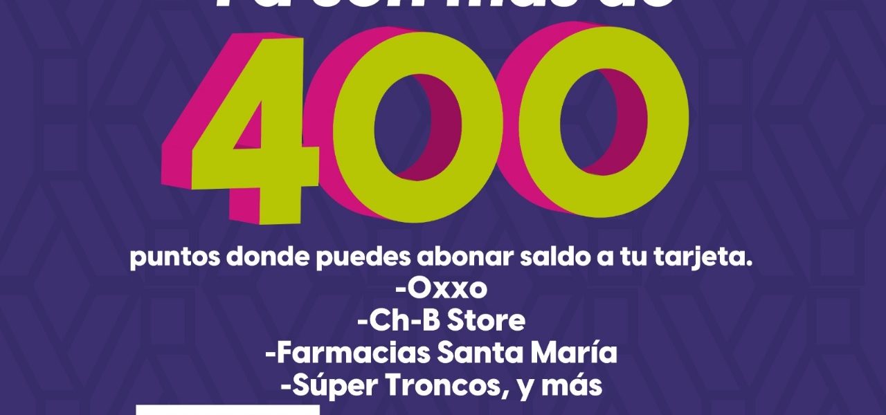 MÁS DE 400 ESTABLECIMIENTOS PARA RECARGAR LA TARJETA YOVOY
