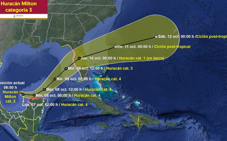 Poderoso huracán Milton impactará Florida para el miércoles