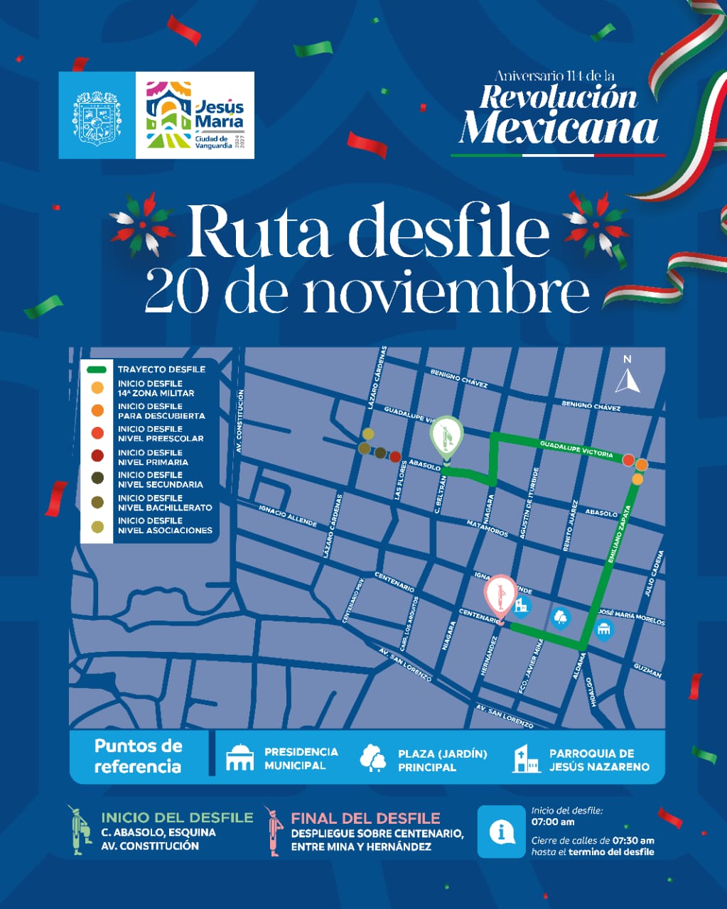 Cierre vial en Jesús María por desfile del 20 de noviembre