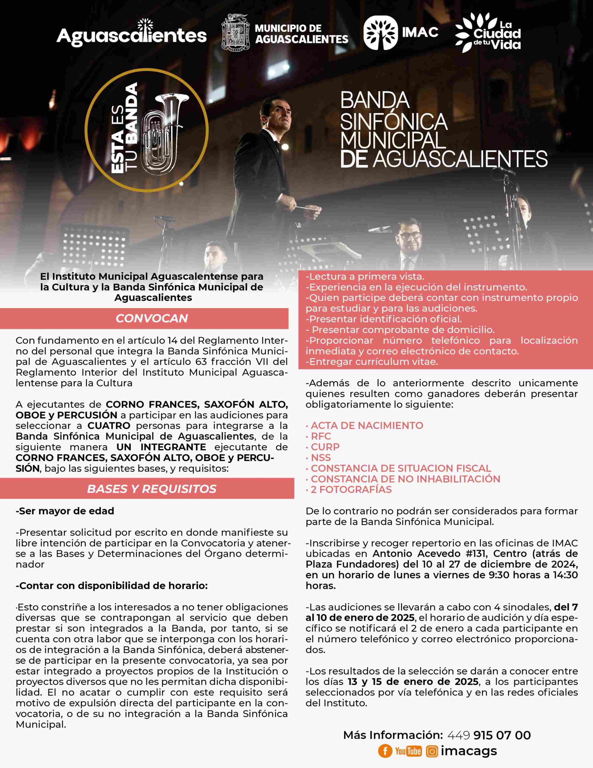 ABREN INVITACIÓN PARA FORMAR PARTE DE LA BANDA SINFÓNICA MUNICIPAL