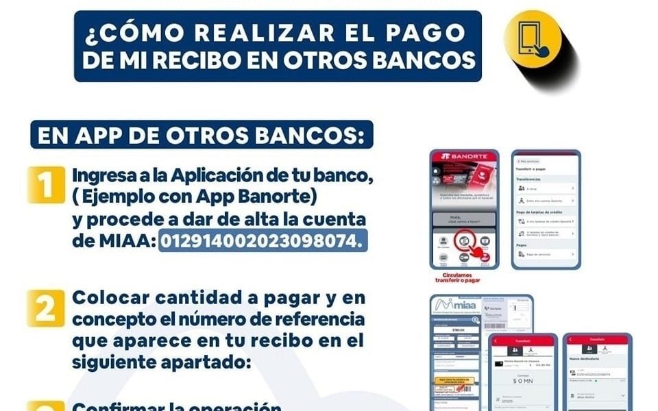💦🙌🏻Pagar tu estado de cuenta MIAA en la app otros bancos es muy sencillo