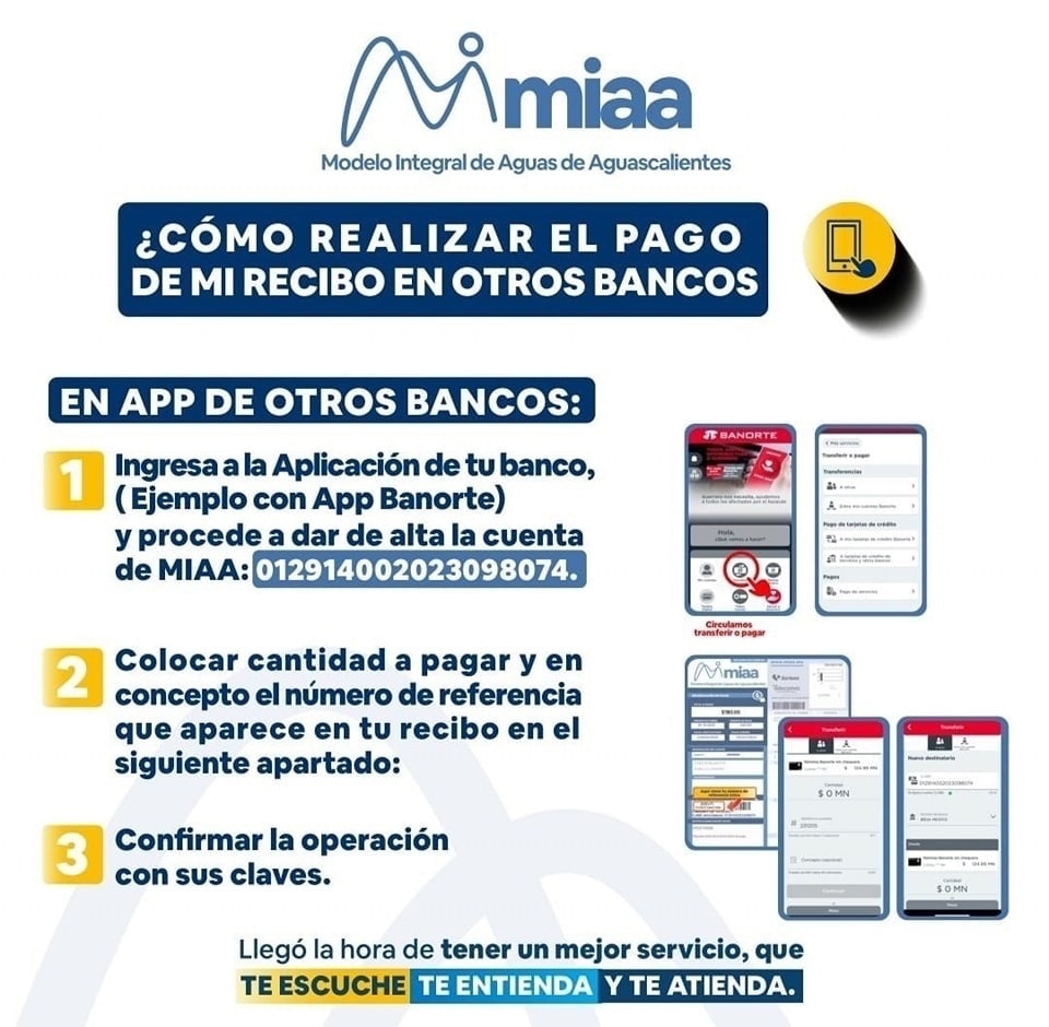 💦🙌🏻Pagar tu estado de cuenta MIAA en la app otros bancos es muy sencillo