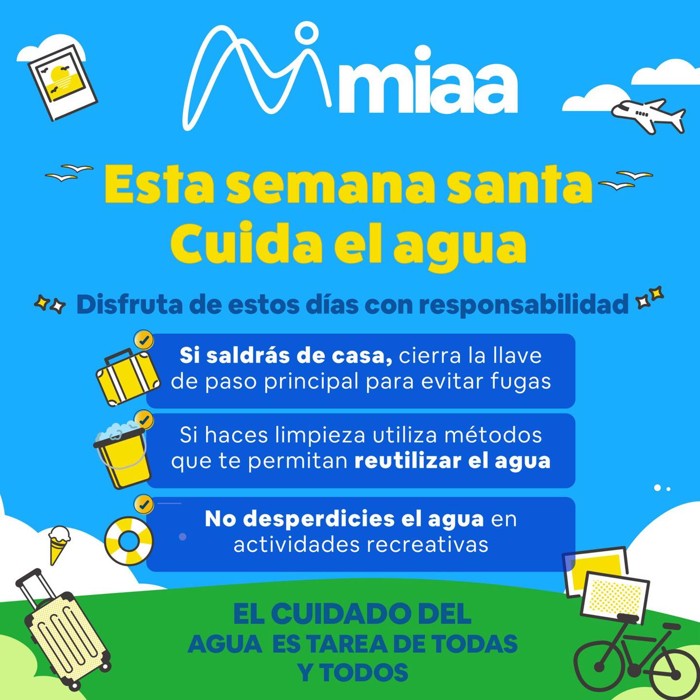 ✨💦 Esta Semana Santa usemos el agua con responsabilidad.