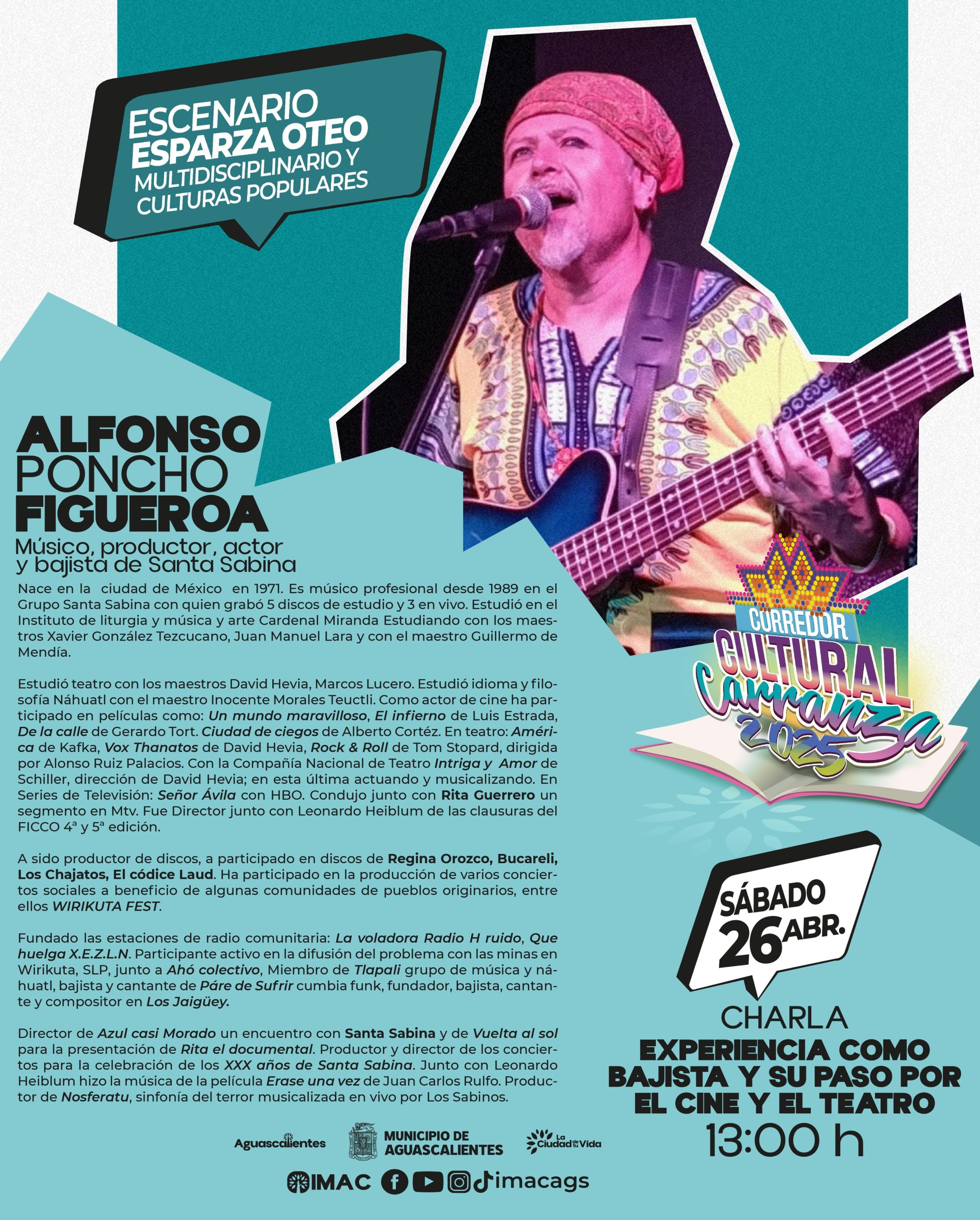 INVITA IMAC A CICLO DE CHARLAS MUSICALES EN EL CORREDOR CULTURAL CARRANZA