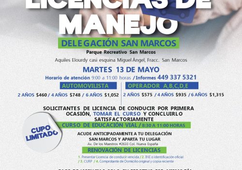 MUNICIPIO DE AGUASCALIENTES INVITA A LA CIUDADANÍA A RENOVAR LA LICENCIA DE MANEJO