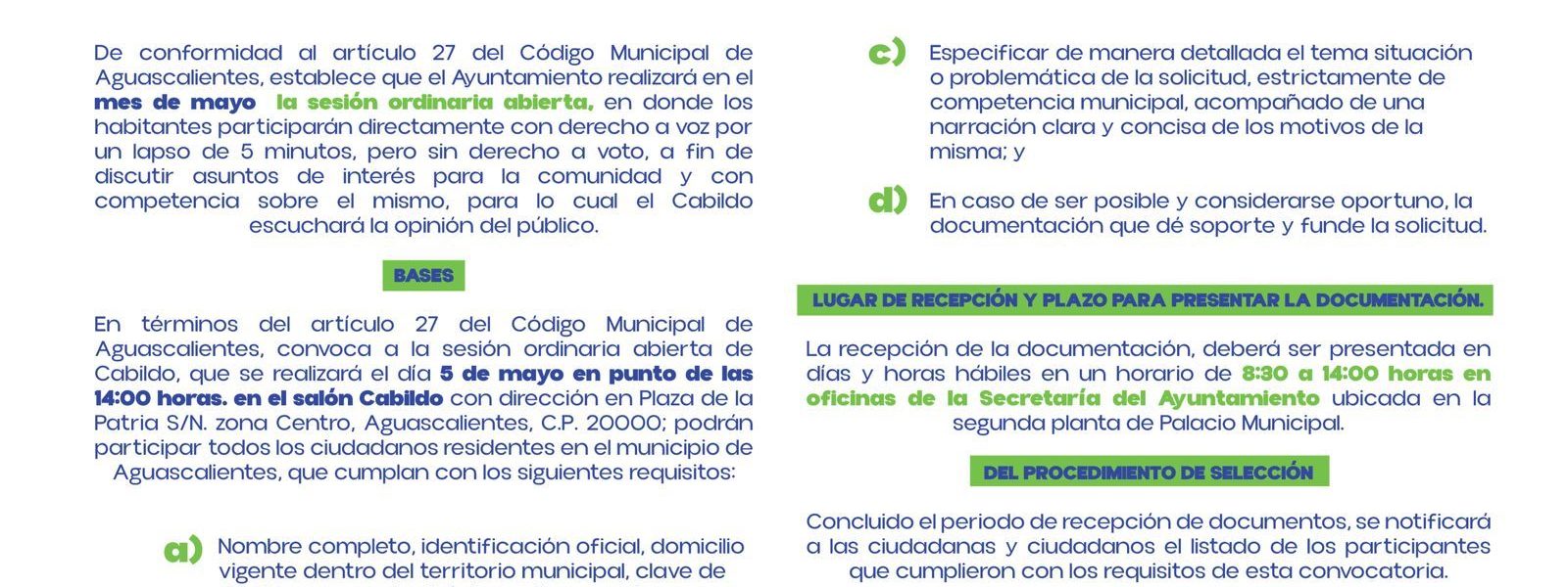 SE INVITA A LA CIUDADANÍA A PARTICIPAR EN LA PRÓXIMA SESIÓN ORDINARIA ABIERTA DE CABILDO