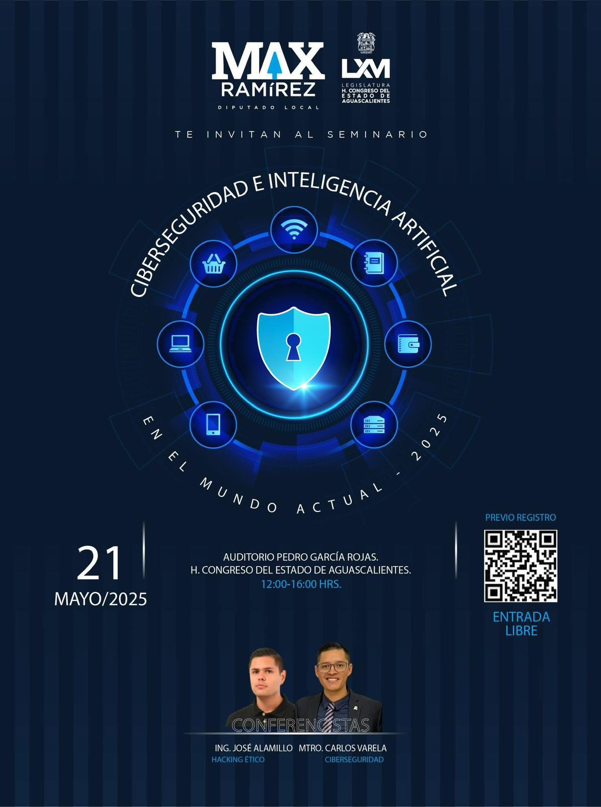 Congreso de Aguascalientes será sede del seminario “Ciberseguridad e Inteligencia Artificial”.
