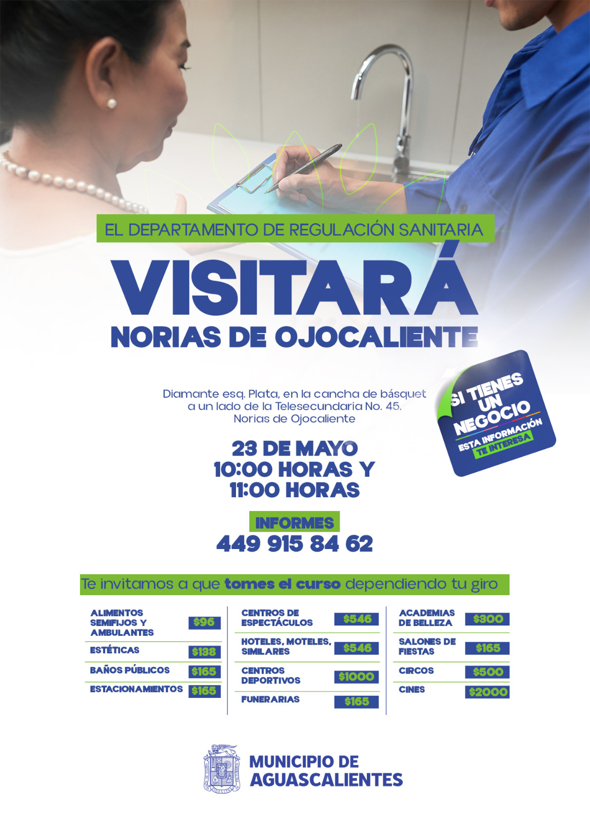 IMPARTIRÁ COORDINACIÓN DE SALUD MUNICIPAL CURSOS DE REGULACIÓN SANITARIA EN NORIAS DE OJOCALIENTE