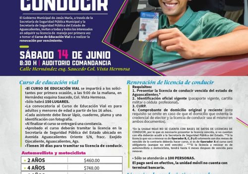 EL PROGRAMA SABATINO DE EXPEDICIÓN DE LICENCIAS DE CONDUCIR LLEGA A JESÚS MARÍA ESTE 14 DE JUNIO