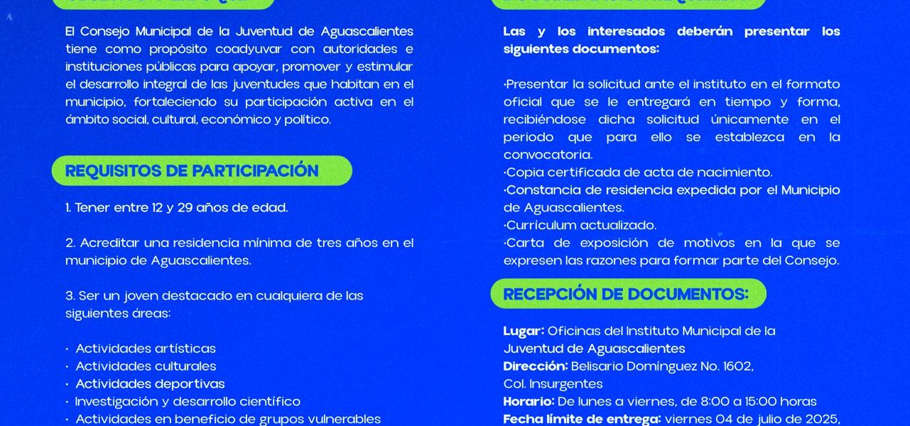 IMJUVA CONVOCA A INTEGRAR EL CONSEJO MUNICIPAL DE LA JUVENTUD 2025-2027