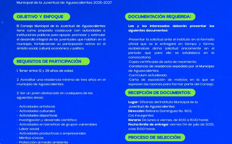 IMJUVA CONVOCA A INTEGRAR EL CONSEJO MUNICIPAL DE LA JUVENTUD 2025-2027