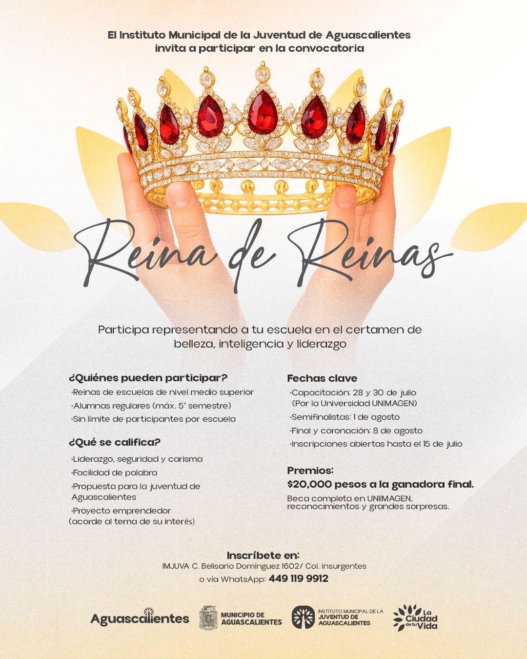 INVITA INSTITUTO MUNICIPAL DE LA JUVENTUD A PARTICIPAR EN LA CONVOCATORIA “REINA DE REINAS” 2025