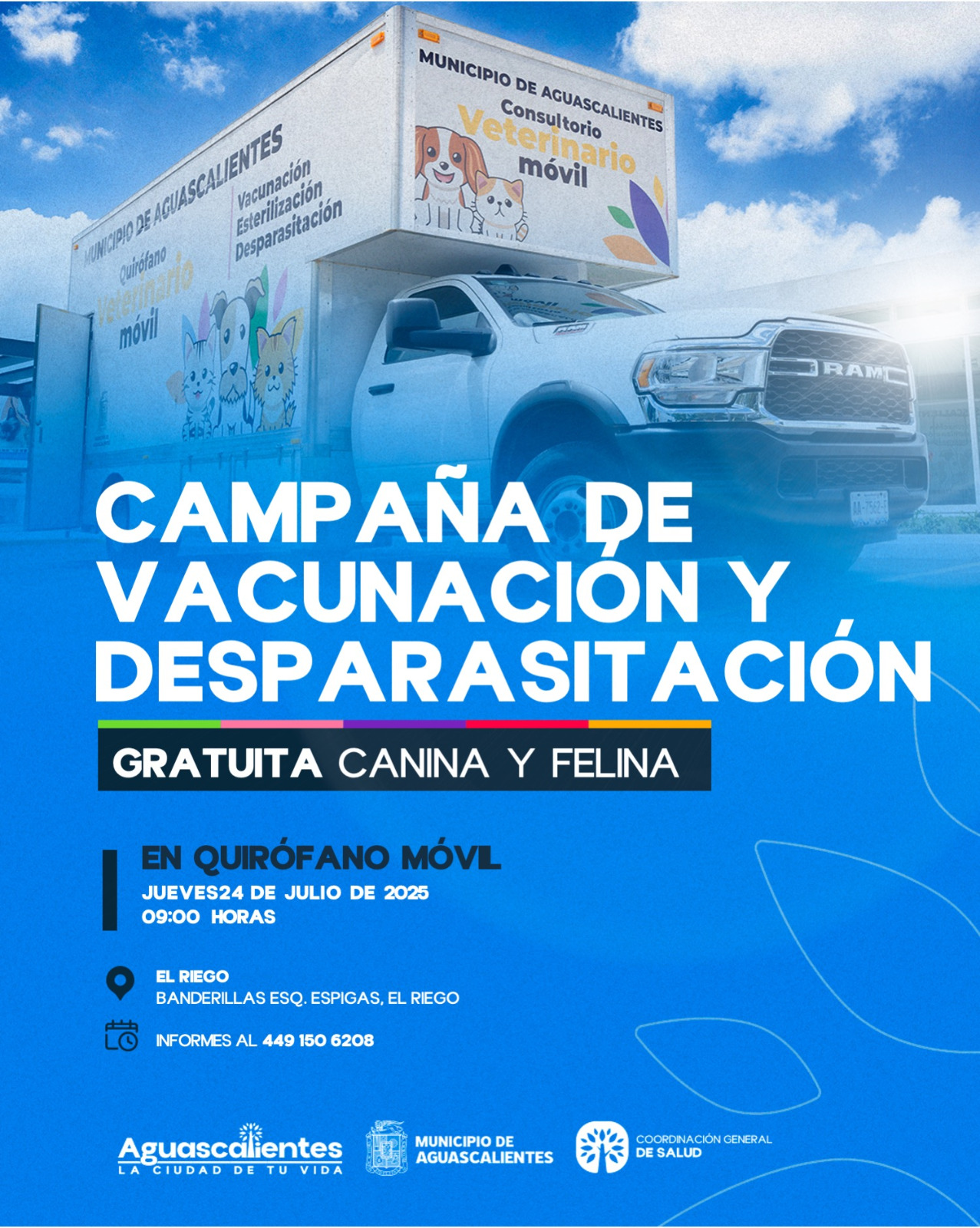 MUNICIPIO DE AGUASCALIENTES LLEVARÁ SERVICIOS DE VACUNACIÓN Y DESPARASITACIÓN GRATUITOS AL FRACCIONAMIENTO EL RIEGO