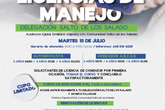SE REALIZARÁ JORNADA DE RENOVACIÓN DE LICENCIAS EN SALTO DE LOS SALADO