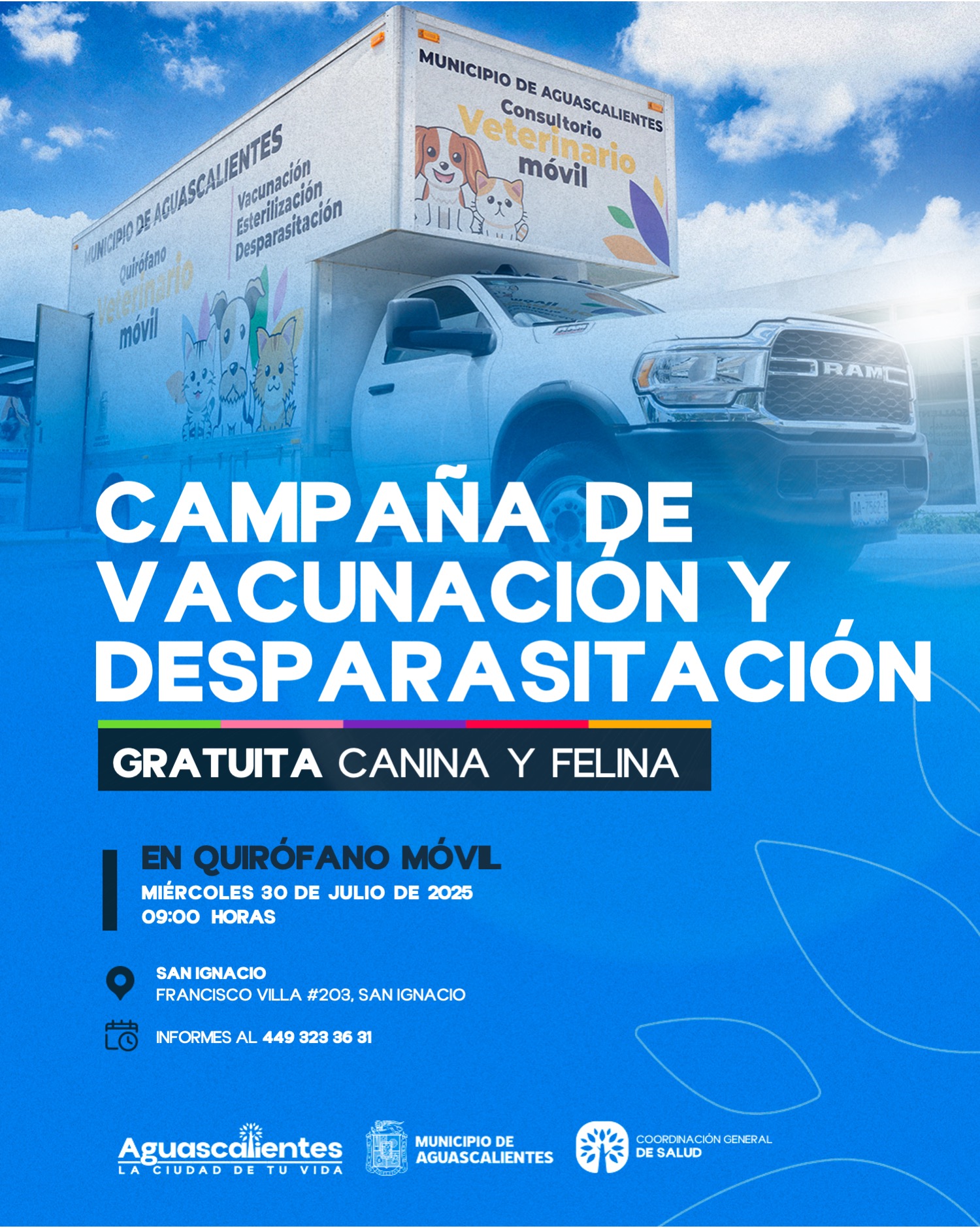 QUIRÓFANO MÓVIL LLEVARÁ CAMPAÑA DE VACUNACIÓN Y DESPARASITACIÓN A SAN IGNACIO Y CALVILLITO