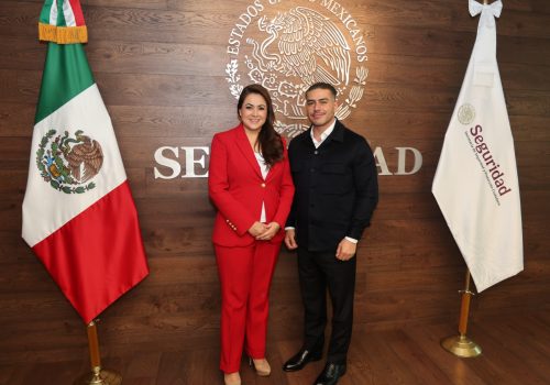 SE REÚNE TERE JIMÉNEZ CON OMAR GARCÍA HARFUCH; BUSCAN REFORZAR LA SEGURIDAD EN EL ESTADO Y LA REGIÓN